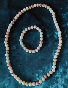 Amazonite round bead necklace and bracelet