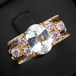 Classically Pale Pink Kunzite 1.55Ct 925 Sterling Silver Rose Gold Plated Rings - Picture 1 of 9