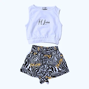 Odi Et Amo Girls' Wild Print Crop Top & Shorts Set (Size 6 and 8) - Picture 1 of 8