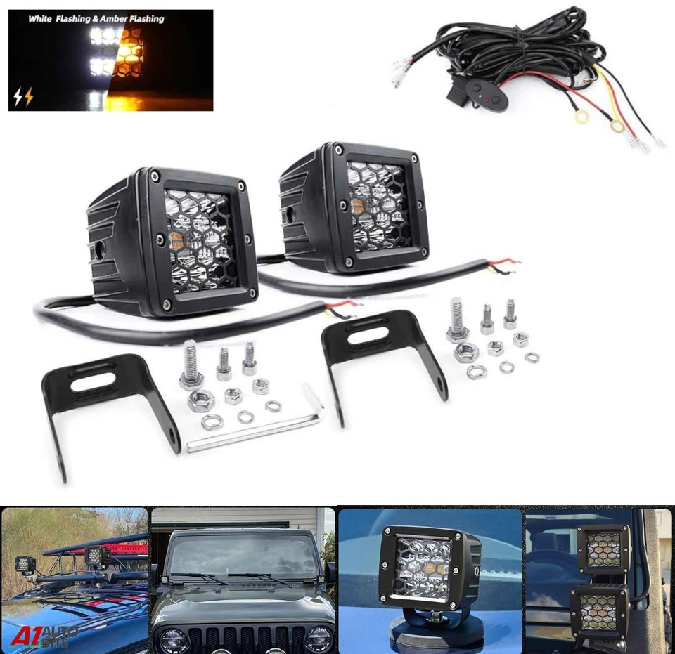12V 24V LED White Amber Strobe Flashing Recovery Lightbar Beacon Lights + Wiring - Image 1 of 4