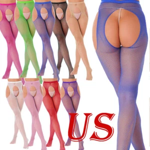 Women's Hollow Out Open Crotch Pantyhose Transparent Hosiery Tights Stockings - Picture 1 of 48