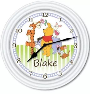 Winnie The Pooh PERSONALIZED Wall Clock - Disney Baby Nursery Kids Bedroom GIFT - Picture 1 of 1