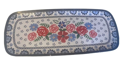Plato Bandeja para Servir PIER 1 Importaciones Cerámica Polaca Floral PLATO DESGASTADO Foto 1 de 4
