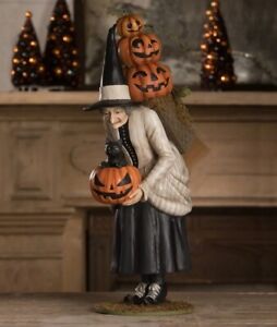 23" Bethany Lowe Minerva Witch JOL Peddler Black Cat Big Figure Halloween Decor