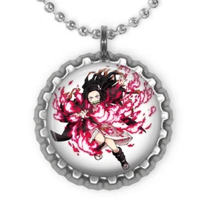 1 Demon Slayer Kamado Nezuko silver bottle cap Necklace! - Picture 1 of 1