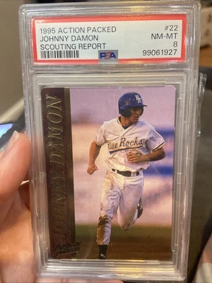 1995 Action Packed Minor League Johnny Damon #22 Scouting Report PSA NM-MT 8 - Image 1 of 2