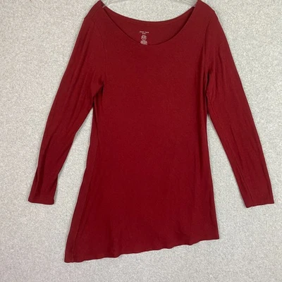 Top Joan Vass para mujer XL rojo manga larga tejido suave túnica asimétrica carrera Foto 1 de 4