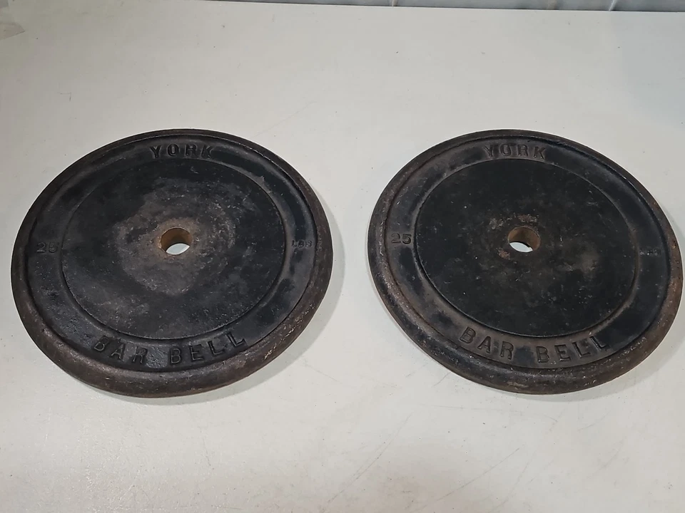 York Barbell 25 LB Standard Size Weight Plates. 1in. hole(Pairx2) Rare, Vintage - Image 1 of 4