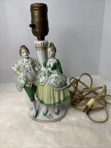 1930's Dancing Victorian Couple Porcelain Table Lamp Not Working - Picture 1 of 9