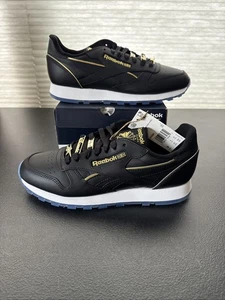 Reebok Classic Black Leather - GY6201 - Sz 9 - Blue Bottoms - Imagen 1 de 5