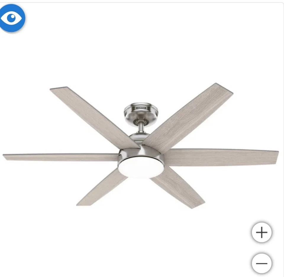 Hunter Anza 52” 6 Blade Ceiling Fan 53284 LED Light w/ Remote Brush Nickle.