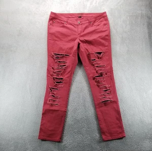 Pantalones de mezclilla Tripp NYC para mujer 18 rojos ajustados desgastados rasgados punk grunge tiro bajo - Imagen 1 de 9