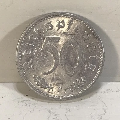 1944 F Germany - Third Reich 50 Pfennig Looks Great Free Shipping - Image 1 of 2