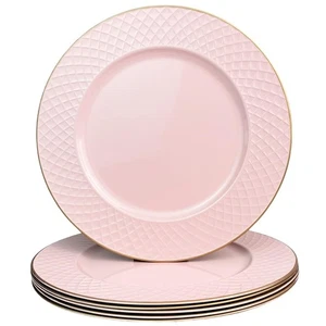 Pink Charger Plates, 13" Round Chargers for Dinner Plates, Plastic Chargers f... - Foto 1 di 7