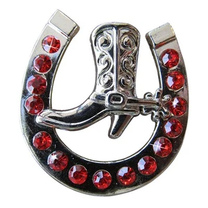 HILASON Set of 32 Western Screw Back Concho Red Horseshoe Boots Crystals Light - Picture 1 of 4