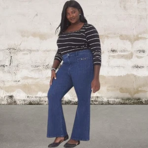 Lane Bryant Neu mit Etikett Signature Fit hoch geschnitten elegante Schlagjeans Medium Wash Größe 20 - Bild 1 von 10