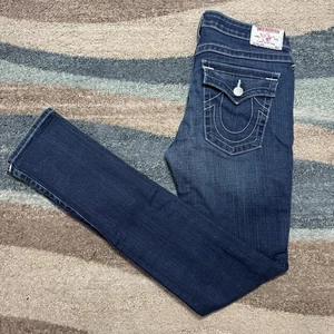 True Religion Julie Women’s Jeans Size 31 Dark Wash Flap Pockets USA - Picture 1 of 9