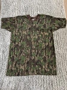 VINTAGE Camo Shirt Mens Large Trebark Single Stitch 90s USA Made Duck Bay Pocket - Picture 1 of 9