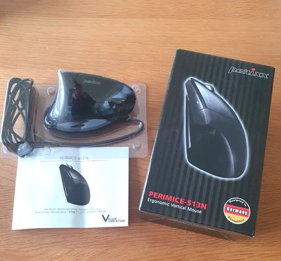 Perixx Vertikal Perimice-513 Ergonomische Maus USB Schwarz 6 Tasten Rechter Hand - Bild 1 von 4