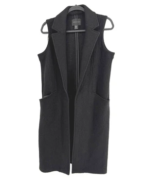 Usado en Excelente Condición Tahari Largo Negro Blazer Chaleco Mezcla Lana Mediano Foto 1 de 4