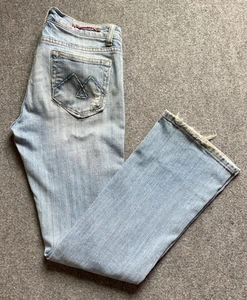 Vigoss Jeans Y2K Style Womens 7/8 Flare Wide Leg Light Wash 90s Low Rise - Picture 1 of 10
