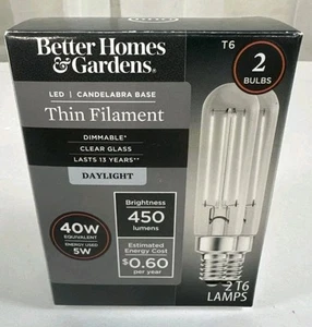 2- T6 LED Light Bulbs, Daylight, 4 Watts (40W Equivalent) 2pk New - Picture 1 of 4