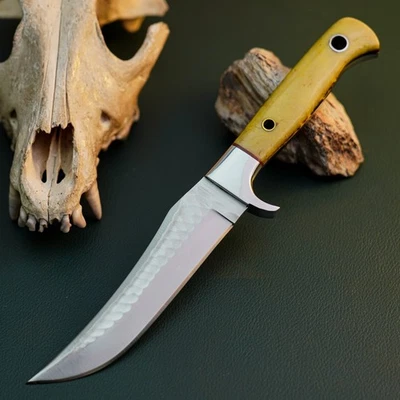Cuchillo Damasco/Acero 9.2" Listo para Regalo Full Tang Hunt it Hunt + Funda de Cuero Foto 1 de 4