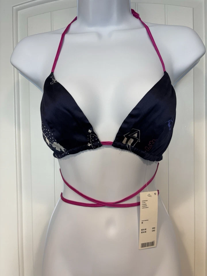 Bralette Urban Outfitters Out from Under Talla Mediana Tirantes Largos Azul Marino y Rosa  Foto 1 de 4