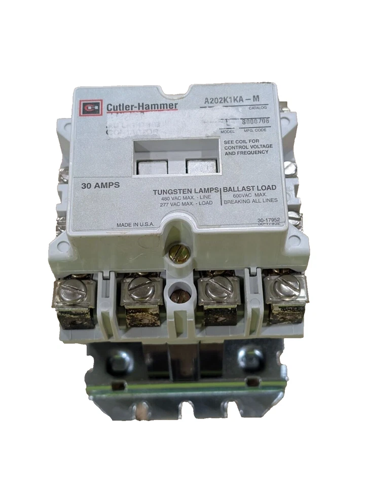 Cutler Hammer A202K1KA-M 30A 12P 110/120V~ 120V~ Coil Magnet Held Contactor Used - Image 1 of 1