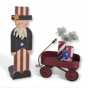 Patriotic Wooden Uncle Sam July 4th Americana Decor - Picture 1 of 12