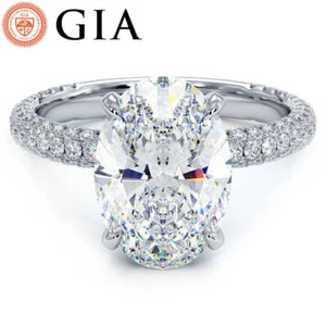 Oval Cut 4.60ctw GIA Certified Lab Created Diamond Engagement Ring - Picture 1 of 5