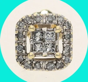 .16CT Diamond SINGLE Square Cluster Stud Earring Yellow Gold 1/2 Pair! - Picture 1 of 6