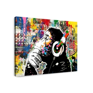 Banksy Schimpanse Leinwandkunst, Banksy Affe Poster, Banksy Kunst, gerahmtes Poster - Bild 1 von 9
