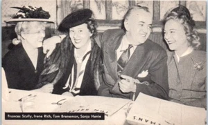 TOM BRENEMAN with Frances Skully, Irene Rich, Sonja Henie ABC Radio Postcard - Imagen 1 de 2