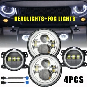 7" Chrome LED Headlight + Fog Light Driving Lamp Combo For Jeep Wrangler JK 07+ - Picture 1 of 12