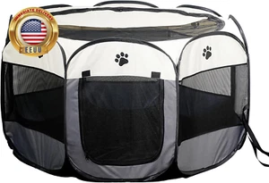 Portable Pet Playpen, Dog Playpen Foldable Pet Exercise Pen Tents Cat House Play - Picture 1 of 7