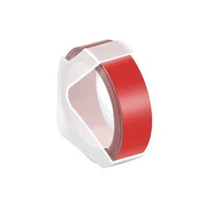 1PK 12mm White on Red 3D Embossing Labels 521202 For Dymo Magazine 2300 3200 - Picture 1 of 11