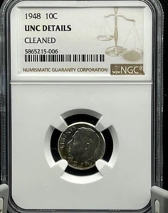 Moneda de diez centavos de plata Roosevelt 1948 10C NGC UNC detalles - limpia - Imagen 1 de 4