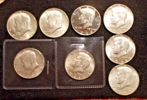 LOT OF 8 40% SILVER KENNEDY HALF DOLLARS BEAUTIFUL 1968-S - Picture 1 of 6