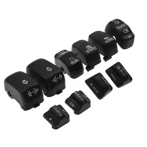 Black 10 PCS Hand Control Switch Housing Buttons Cap Cover Fit For Harley FLHT - Picture 1 of 4