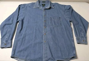 Vintage Club Room Denim Jean Shirt Men's L Blue Button Up Long Sleeve - Picture 1 of 5