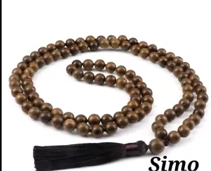 COLLANA DONNA UOMO LUNGA ROSARIO BUDDISTA MALA TIBETANO LEGNO 108 GRANI NAPPINA - Foto 1 di 1