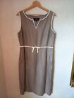 Fenn Wright Manson Smart Linen Mix Shift Dress UK 14 Occasion Races Taupe Cream