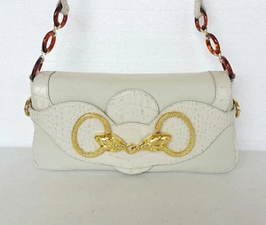 Hot In Hollywood NEW Handbag Shoulder Bag Purse Ivory Color Canvas & Leather - Bild 1 von 12