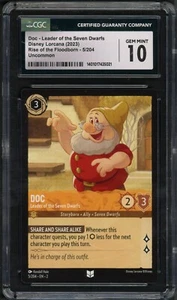Lorcana CGC 10 Gem Mint Floodborn Uncommon Doc Leader of the Seven Dwarfs 5/204 - Picture 1 of 2
