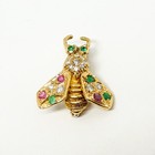 Spilla oro giallo 18 kt 750 ape diamanti rubini smeraldi -599/VE-