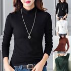 Coffee Colored Base Layer Shirts for Women Turtleneck Long Sleeve Tops