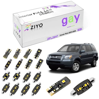 16 Lights White LED Interior Light Kit For Honda Pilot 2003-2008 Bulbs Package  - Image 1 of 4