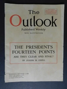 Scarce WWI Era "The Outlook" Nov 6 1918 "The President's Fourteen Points" 70pgs. - Bild 1 von 7