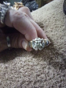 14K and Platinum Men's Mason Masonic 32nd Degree Diamond Ring Size 9 - Picture 1 of 4